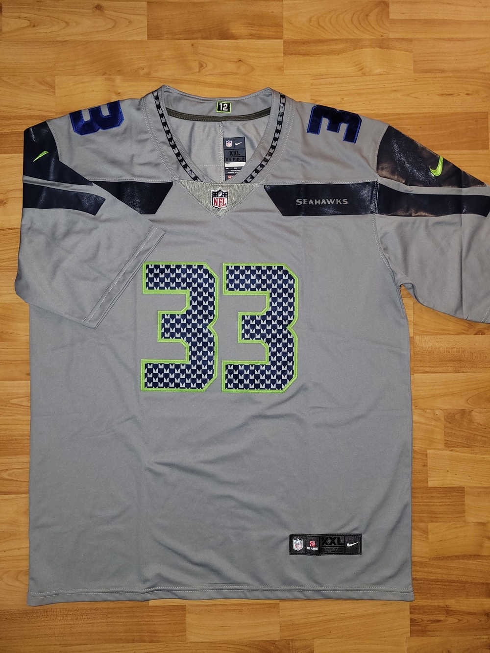 New Seattle Seahawks Adams #33 Nike On Field Men’s Gray Football Jersey, 2XL